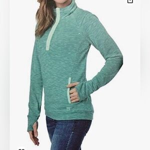 Avalanche Activewear Top 1/4 Snap Lightweight Mint Green Pocket Thumbholes Large